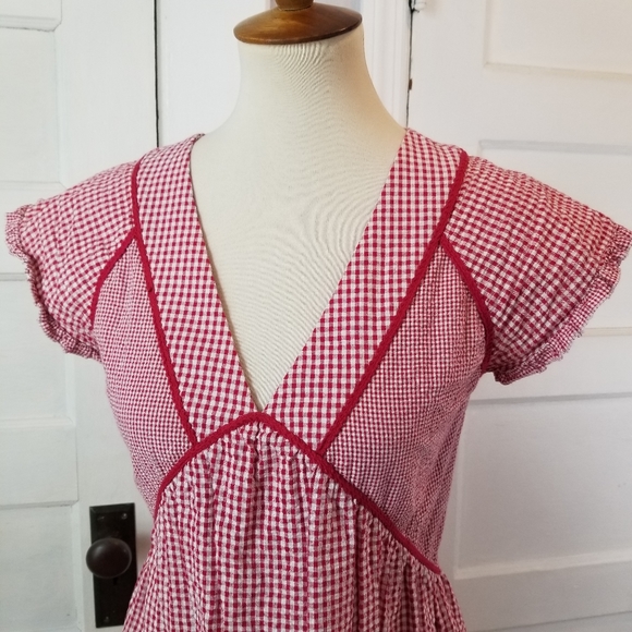 Anthropologie Intropia Patched Gingham Swing Dress, Size 36 - Picture 3 of 12